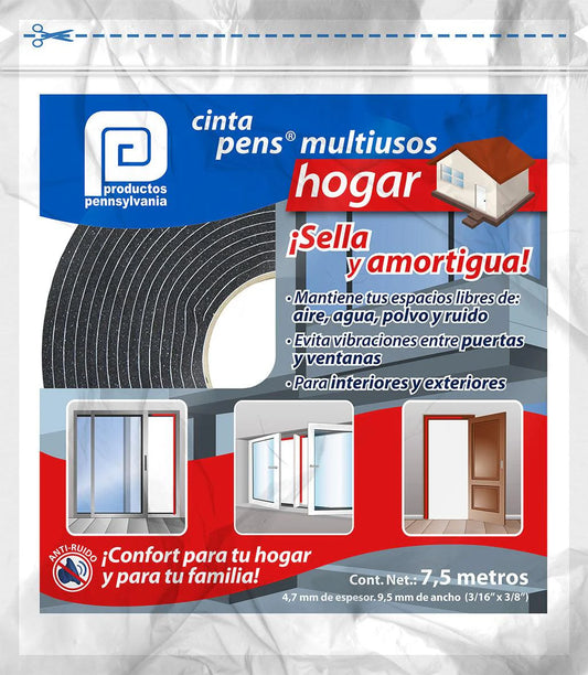 Cinta multiusos selladora 3/16" x 3/8" x 07.62mts Pennsylvania