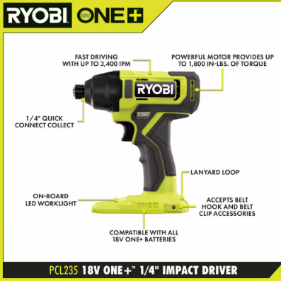 RYOBI ONE+ 18V 2-Tool Kit - Cordless Drill Driver and Impact Driver Drill with Batteries and Charger
