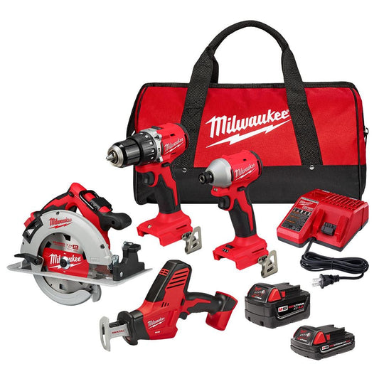 Combo Kit Milwaukee 4Pack Inalámbrico M18 18-Volt Lithium-Ion